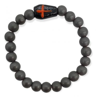 Imagem de Pulseira Exu Firma Caixão Murano Hematita Esférica