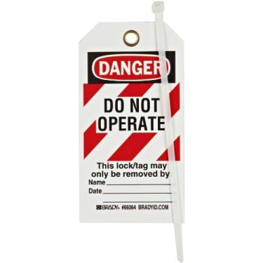 Imagem de Brady Perigo de alta visibilidade - Do Not Operate - Only the Individual..." etiqueta, poliéster, 14 cm de altura, 7,6 cm de largura (pacote com 25)