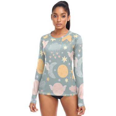 Imagem de Camiseta feminina com proteção solar Rash Guard Night Sky with Stars FPS 50+, Céu noturno com estrelas, G