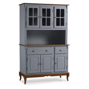 Imagem de Cristaleira Arca e Oratório 6 Portas 2 Gavetas Hannover 60804 - Cinza/Imbuia Glazer