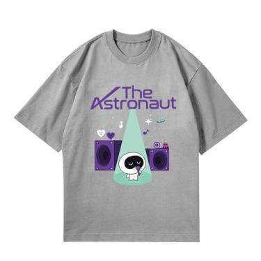 Imagem de Camiseta K-pop The Astronaut, camisetas soltas unissex com suporte de mercadoria estampadas camisetas de algodão, Cinza, GG