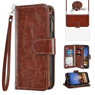 Imagem de Asuwish Capa de celular para carteira Google Pixel 3a com protetor de tela, alça transversal, fecho de correr, porta-cartões, vidro temperado, compartimento para celular, suporte Pixel3a Pixle, a3,