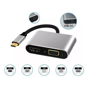 Imagem de Adaptador Tipo C 4x1 Usb C/ Usb C (pd)/hdmi 4k/ Usb 3.0/ Vga