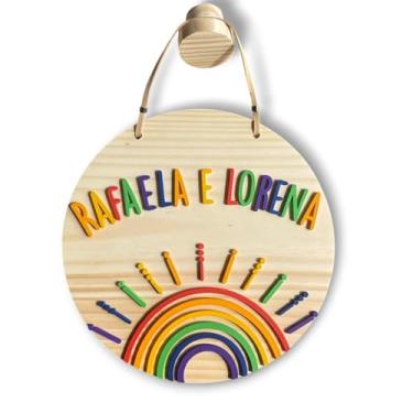 Imagem de Porta Maternidade - Flâmula Arco-íris Colorido