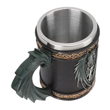 Imagem de Inovador Copo de Cerveja Estilo retrô, Pintado à Mão, Dragão, Pirata, Grande Capacidade, Feito de Aço Inoxidável 304 Premium, para Cerveja, café, Bebida, Bronzeador