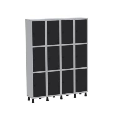 Imagem de Roupeiro Aço Light 4v 12 Portas Gr304/12 Cinza/Preto