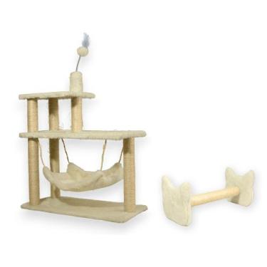Imagem de Arranhador Para Gatos 3 Plataformas Rede E Brinquedos Poste Sisal Cara