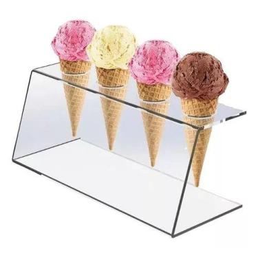 Imagem de Suporte Expositor Temaki Sorvete Acrílico Cristal 4 Cones - Loja Dinka