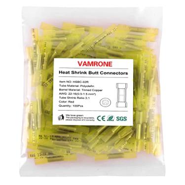 Imagem de VAMRONE Conectores de Fio de Extremidade Termorretrátil, 50 Unidades 12-10 Awg Amarelo Isolado À Prova D'Água Conectores de Fio Elétrico Automotivo Terminais de Crimpagem de Fio de Grau Marinho Emenda