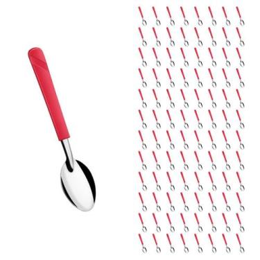 Imagem de Conjunto 96 Colheres Linha Luna Vermelho Aço Inox Sorvete - Taumer, Lu