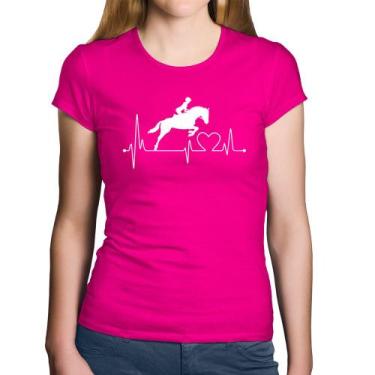 Imagem de Baby Look Algodão Hipismo Batimentos Cardíacos - Foca na Moda, Rosa, G