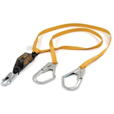 Imagem de Miller by Honeywell Titan por Honeywell T6122-Z7/6FTAF Cordão de absorção de choque com perna dupla de 1,8 m com gancho de pressão de vergalhão de bloqueio de 6 cm em cada perna, laranja