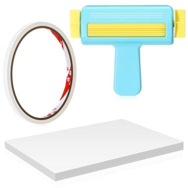 Imagem de Feifeiya Crimpador de papel, fita dupla face, papel de jato de tinta fino brilhante 100 folhas, papel fotográfico brilhante 21 x 29 cm para sacos de chips, artesanato para impressora a jato de tinta,