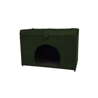 Imagem de Puff baú pet casa p/ cachorros e gatos em suede - verde musgo - NEGROM