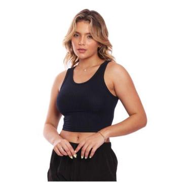 Imagem de Top Fitness Nadador Feminino Lisa Blusa Básica - MC Digital, P, Azul, 