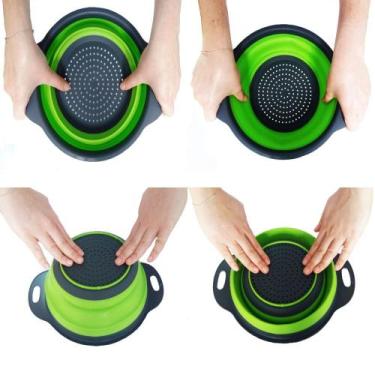 Imagem de Escorredor Retrátil Silicone Massas Frutas Alimentos Vermelho - Clinck