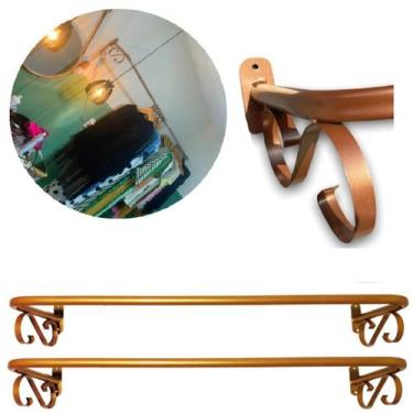Imagem de KIT 2 Arara para Roupa de Parede Rose Gold, Dourada. - VFUTILIDADES, R