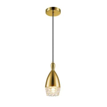Imagem de Pendente Dourado Vidro Transparente 23cm 1G9 PE-039/1 Mais Luz