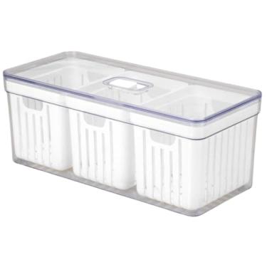 Imagem de Organizador de Geladeira Armario Cozinha 6,8L Acrilico Para Frutas Legumes e Vegetais (Unidade, 3 Cestas)