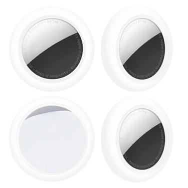 Imagem de Compatível com 4 unidades de capa adesiva para AirTag, porta-chaves, silicone, airtags, porta-chaves, anti-perda, adesivo, acessórios de montagem adesiva, GPS, acessórios para localizadores de itens,