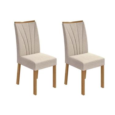 Imagem de Cadeira Sala De Jantar Apogeu Kit 2 Un Amendoa Clean-veludo Naturale Creme - Lopas