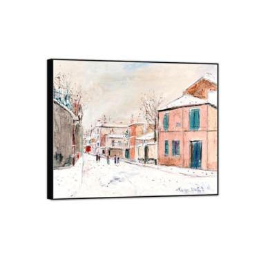 Imagem de Cityscape Pictures-Famous Canvas Prints-Landscape Wall Art Painting for Bedroom Home Decor - Reprodução (rua na neve) 50x60cm-19x23in moldura preta