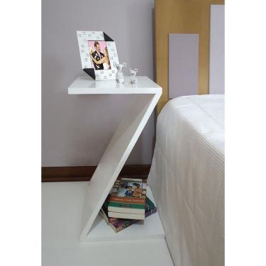 Imagem de Mesa Z Lateral de Apoio ou Mesa de Cabeceira Branco Laca