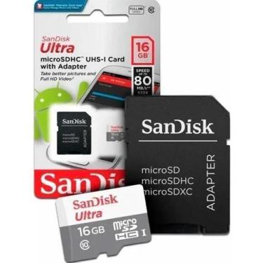 Imagem de Cartao de memoria micro 16gb sd ultra 80 mb/s sandisk