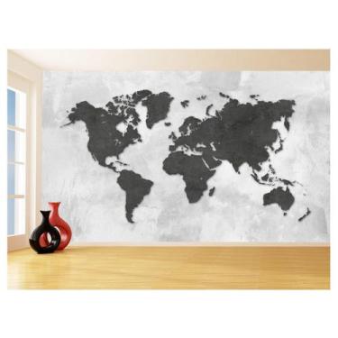 Imagem de Papel De Parede 3D Mapa Mundi Cimento Concreto 3,5M Nmu36 - Você Decor