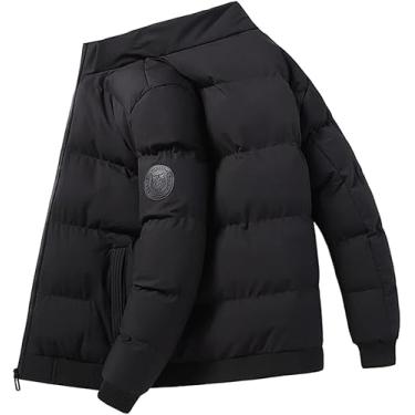 Imagem de Jaqueta De Suor Masculina Moderna Urbana Regular Solta Fofa De Cor Sólida Jaqueta Outono Com Capuz Espessamento à Prova De Vento Esqui Ao Ar Livre Quente, D-Black, L