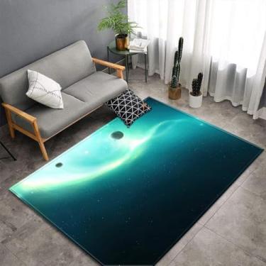 Imagem de Tapetes Quarto 3d Gamer Galaxy Universe Adolescente Criança Menino Sala De Estar Tapete Antiderrapante Desenhos Animados Ginossauro Mapa Música Guitarra Decoração Tapet, Blue, 80x120 cm