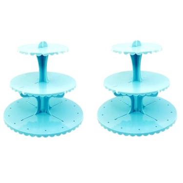 Imagem de 2 Suportes para Doces, Cup Cakes e Pirulitos Lembrancinhas Piruliteira Porta Balas Centro de Mesa Decora Festas (Azul BB)