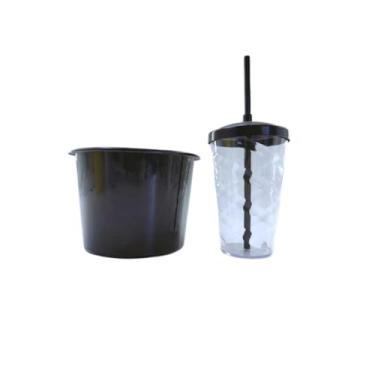 Imagem de 34 Kits Cineminha Balde 1,5 Litros +copo Twister 500ml (transparente com TAMPA Preto)