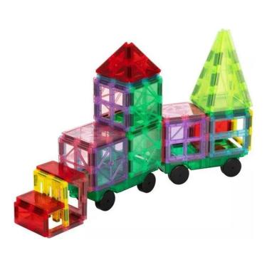 Imagem de Brinquedo Bloco Montar Construção Trem Carro 100Pç Tooky Toy
