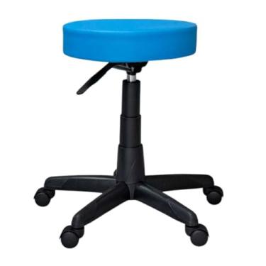 Imagem de Cadeira Giratória Mocho, Ajuste de Altura e Rodízios - Ideal para Estética, Manicure, Tatuagem, Odontologia e Uso Doméstico - Azul Claro