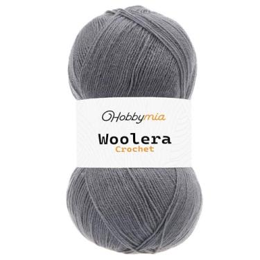 Imagem de HobbyMia Fio de lã de crochê Woolera - 100 g / 623 jardas - (1) peso superfino - 75% acrílico, 25% lã (cinza tempestade, 1 novelo)