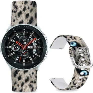 Imagem de Sjiangqiao Pulseiras estampadas de padrão compatíveis com Samsung Galaxy Watch de 46 mm/Watch 3 de 45 mm/Gear S3 Frontier/Classic/Pebble Time/V de silicone de 22 mm para homens e mulheres (leopardo de