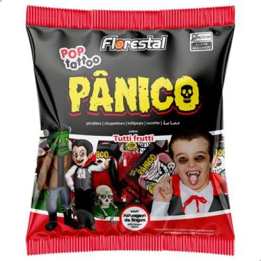 Imagem de Pirulito Pânico Pop Tattoo sabor Tutti Frutti Florestal Pacote 400g 50