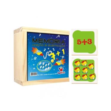 Imagem de Jogo da Memória Adição e Subtração Caixa em Madeira