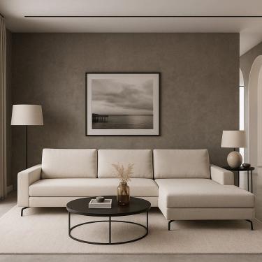 Imagem de Sofá 3 Lugares com Chaise Direito Loft Areia