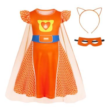 Imagem de Marendyee Kitties Dress Girls Vestidos de festa de aniversário para crianças, Laranja, 6-7 Anos
