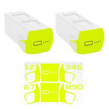 Imagem de WRAPGRADE Adesivos de pele compatíveis com duas baterias DJI Mavic 4 Pro (amarelo neon)