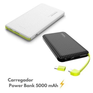 Imagem de  Carregador Power Bank 5000 mAh Com Cabo V8 e Lightning Compatível com