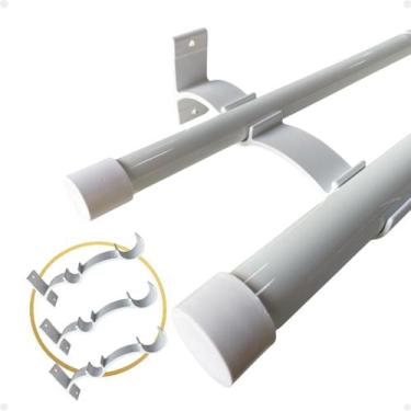 Imagem de Kit 3 Suporte Duplo Comum Perfil Varão Cortina 19.28mm Ilhós Argola In