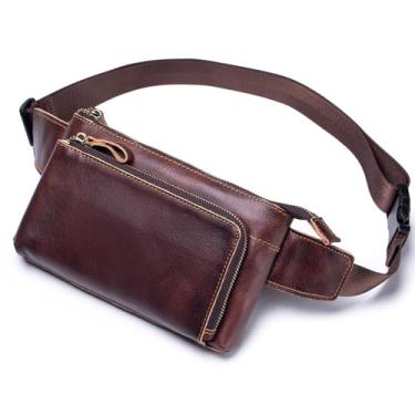 Imagem de Myunxui Pochete de couro genuíno para homens e mulheres, bolsa de viagem, #23Café, 35x11x13cm/13.77x4.33x5.12inches(L*W*H), Vintage