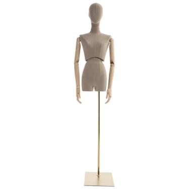 Imagem de Mannequin Expositor de roupas para manequins femininos, base de metal ajustável para cabeça e braço(Brown)