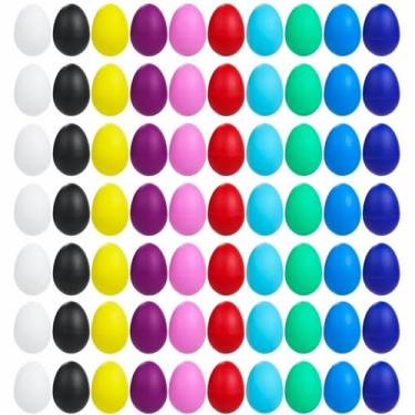 Imagem de 120 peças de ovos de plástico, maracas musicais coloridas, instrumentos de percussão de ovos de Páscoa, para aprendizagem precoce, pintura DIY, brincadeiras sensoriais, ideias de presentes, atividades