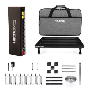 Imagem de Pedal de guitarra Ghost Fire Pedal Board liga de alumínio 0,8 kg Super Light Effect Pedalboard 40 x 29 cm com bolsa de transporte, SPL-04 e fonte de alimentação GS10-SE