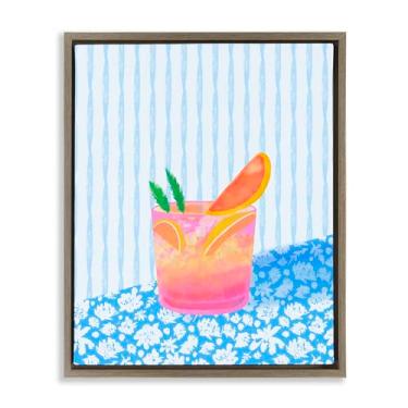 Imagem de Stupell Industries Tequila Spritz Still Life Brown Framed Floater Canvas Wall Art Design por Dina Riddle, 21 x 17