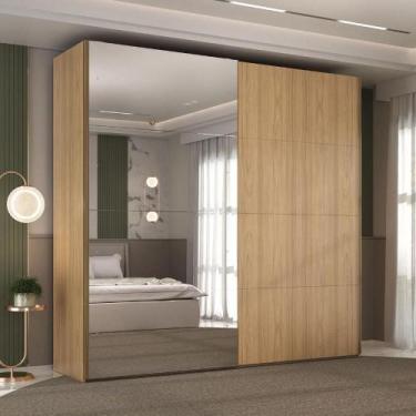 Imagem de Guarda Roupa Casal 2 Portas de Correr c/ Espelho 100% MDF - Mambel Q, 